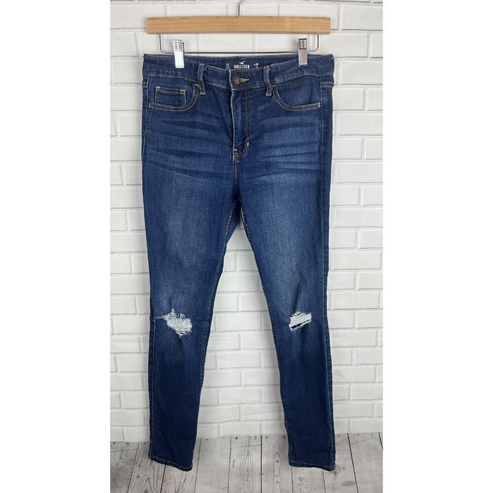 Hollister Jeans Women's 7S W28 L28 Blue High Rise Super skinny Deconstructed - Picture 1 of 12